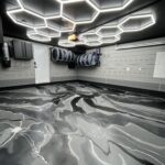 Metallic epoxy flooring in Toronto Garage